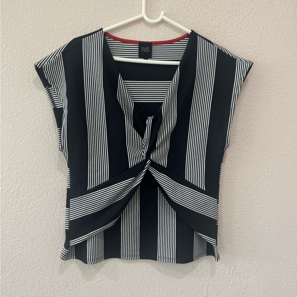 W5 Black and White Striped Blouse